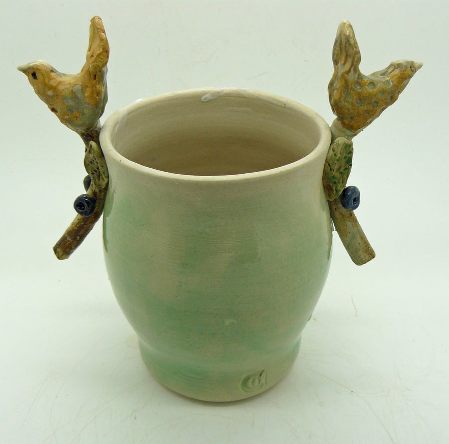Bird celadon Vase