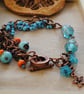 Turquoise & orange splash charm bracelet - Image 3