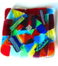 Abstract Patchwork Rainbow Dichroic Dish 11.5 cm Fused Glass Square  - Image 7
