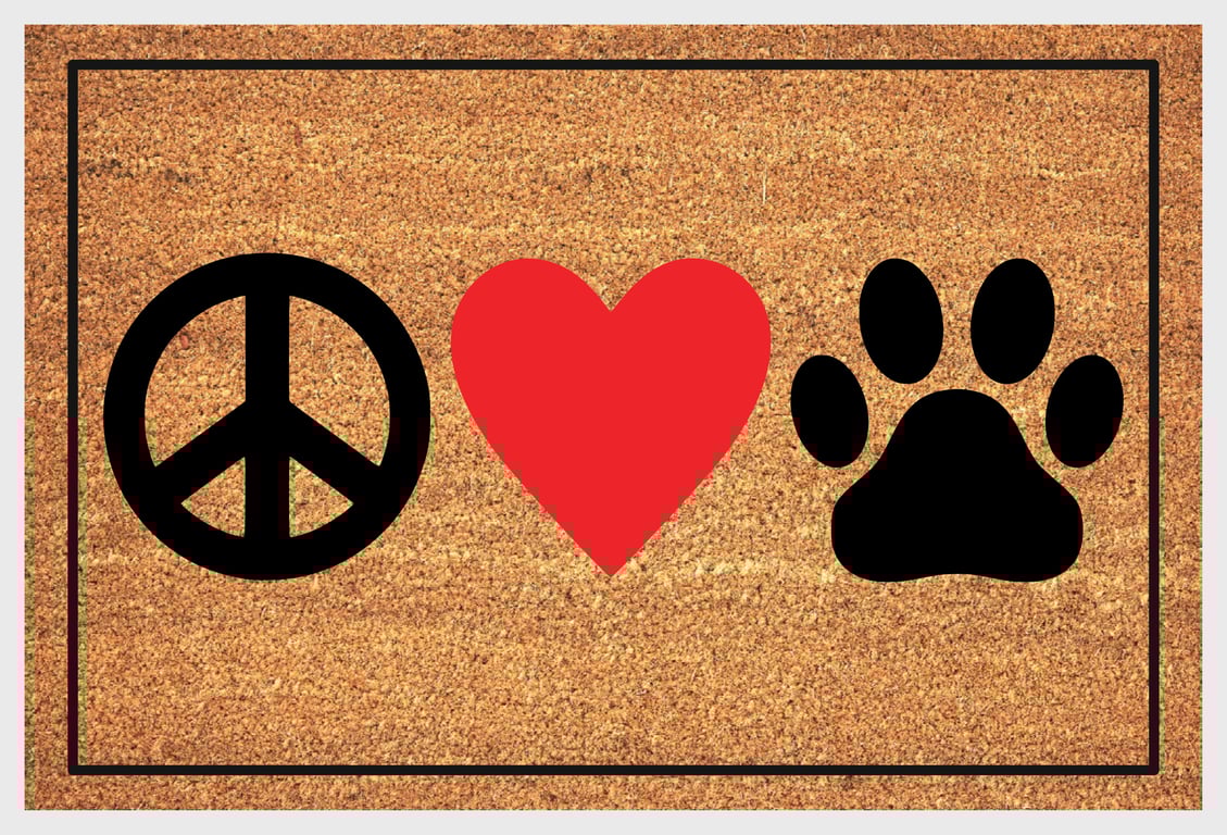 Peace Love Paw Door Mat - Peace Love Paw Welcome Mat - 3 Sizes