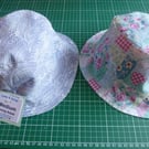 Sun Hats, Bucket Hats. Babies, Children Adult sizes, Reversible 100% Cotton