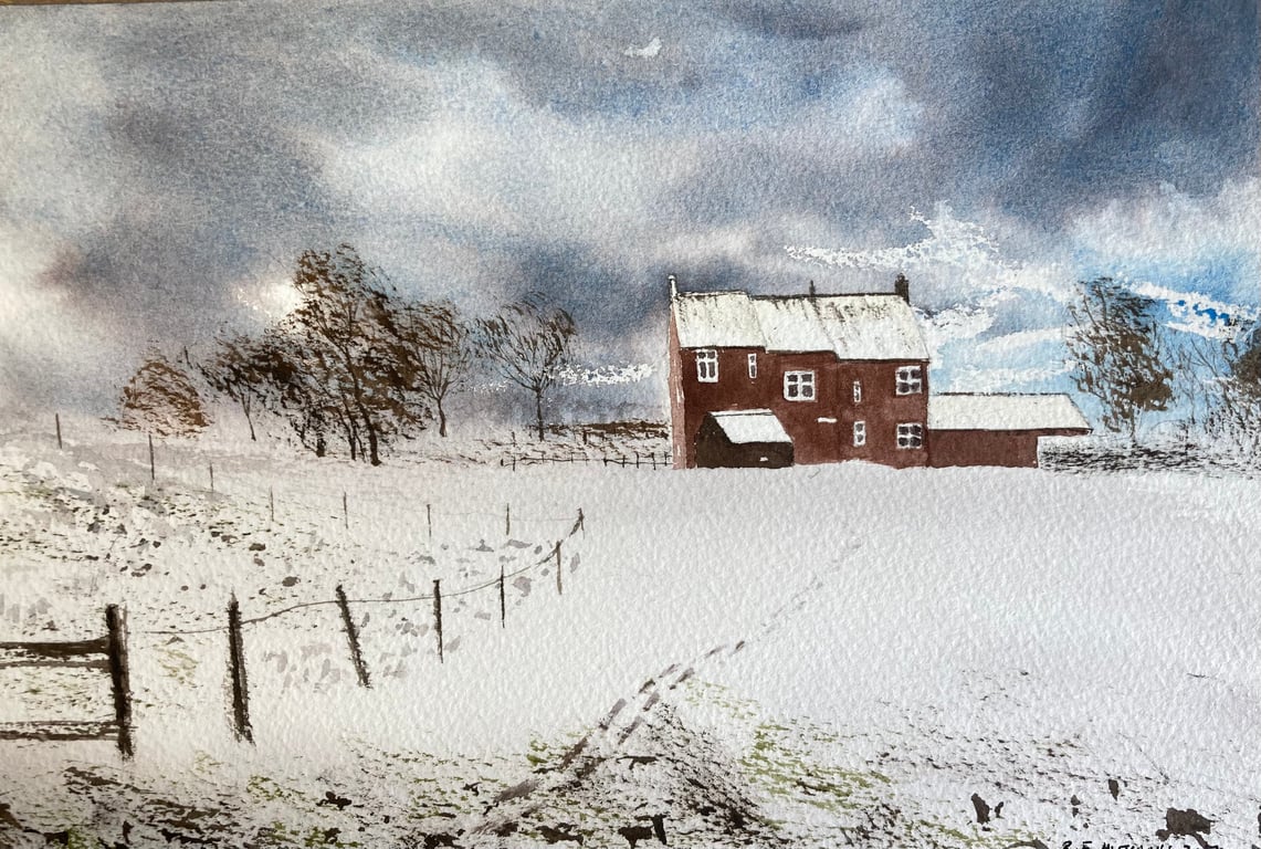 Kildale farm 2017 (Original Watercolour FULLY MOUNTED 12” x 10”)