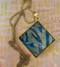 Abstract Art Pendant, wearable artwork pendant in blue - Image 2