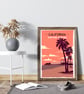 California retro travel poster, California beach travel print, USA travel art - Image 2