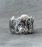 Silver Band Ring - Unique Textured Sterling Band Ring - Size N - Image 1