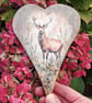 Wooden Hanging Heart Stag