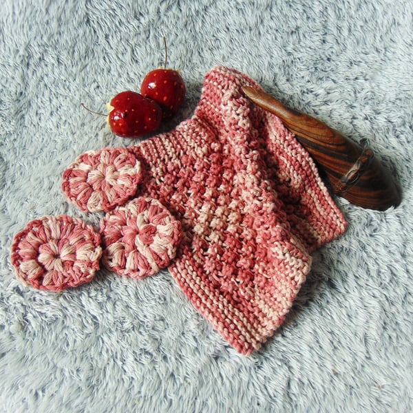 Face Cloth and Cleansers, 100% Cotton Wipes, Reusable Hand Knitted Face Towels, 