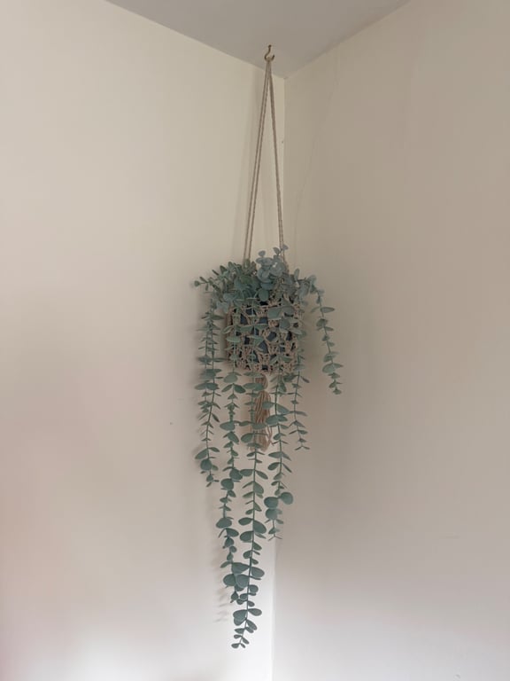 Handmade Crochet Plant Hanger - Rustic Hanging Plant Holder - Boho Home Decor