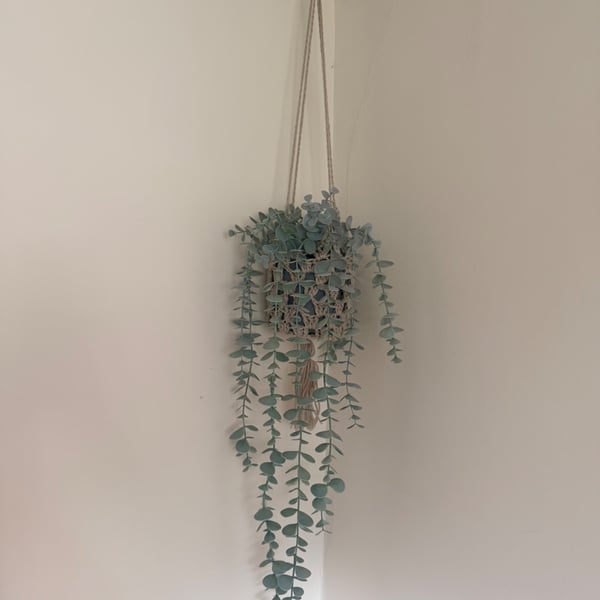 Handmade Crochet Plant Hanger - Rustic Hanging Plant Holder - Boho Home Decor