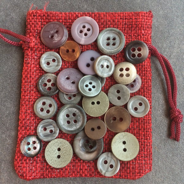 Light Grey assortment of pre loved shirt buttons