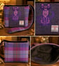 Harris tweed crossbody bag with Celtic cat 