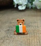 Ireland Flag Bear Pin, Handmade Teddy Brooch, Irish Gift, Wooden Bear Pin