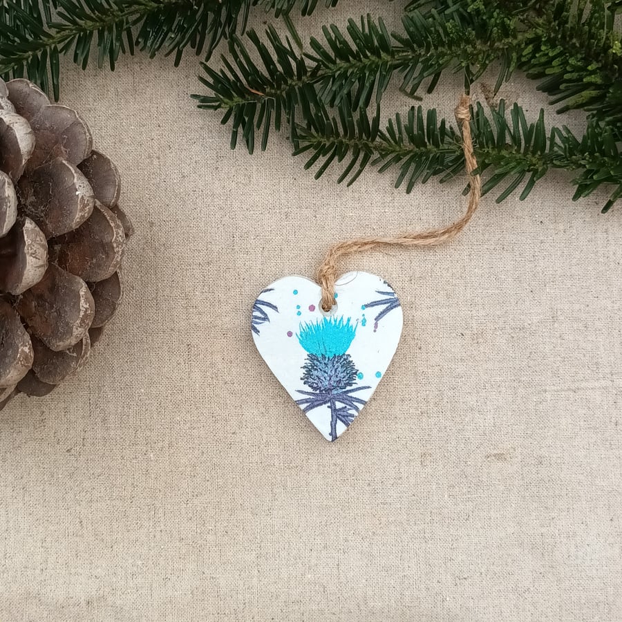 Scottish Thistle Turquoise Heart Hanging Diffuser - Flower Of Scotland