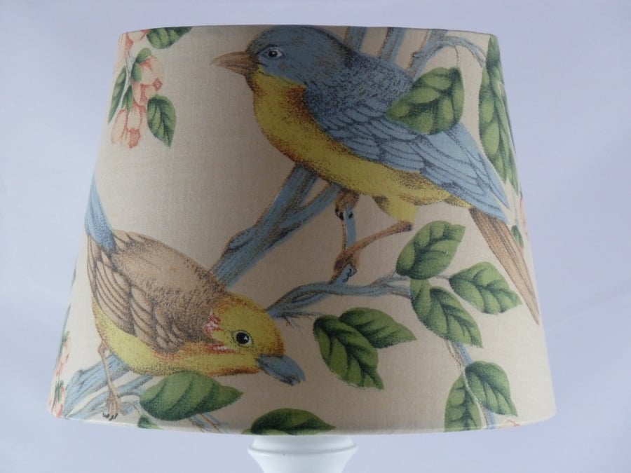 Birds and Blossoms Vintage Fabric covered Lampshade