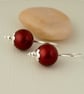 Bordeaux Red Pearl Earrings - Sterling Silver