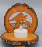 Christmas Decoration - Wood Slice Tea Light Stand 'Christmas Robin' - Image 2