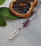 Amethyst & silver leaf long layering necklace - Image 1