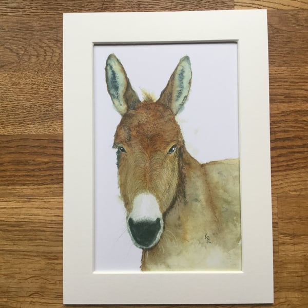A4 or A3 mounted print of Delabole Donkey from my original watercolour 