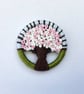 Cherry Blossom, Sakura, Dorset Button Brooch, Green, Pink, Brown, Blue - Image 4