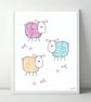 Sheep Trio A4 Art Print - Image 1