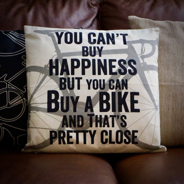 You Can't Buy Happiness Cycling Cushion Cover - ROAD Bike Cushion Cover