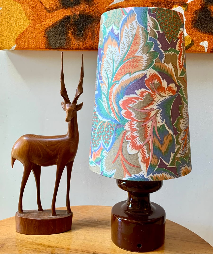 Ornate Maximalist Multicoloured ATLANTA French 80s Vintage Fabric Lampshade