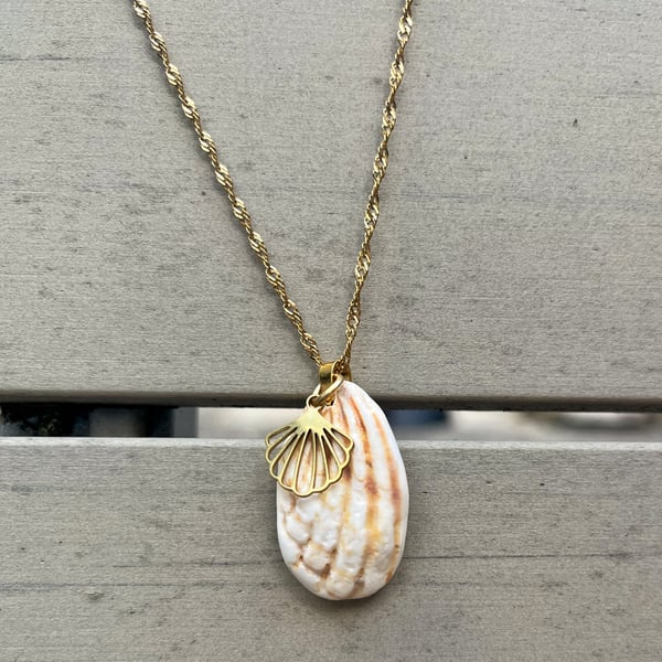Golden Sea Shell Fragment Necklace