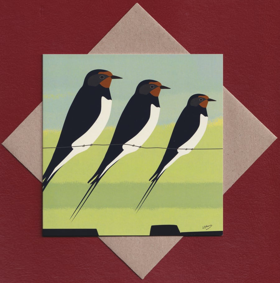 Greetings card - swallows - bird card