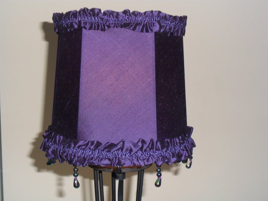 Purple silk Lampshade. 