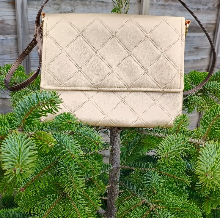 Gold quilted look shoulder strap evening bag Folksy