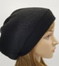 Handmade women's baggy beanie hat, black beret, knitted tam, black hat - Image 1