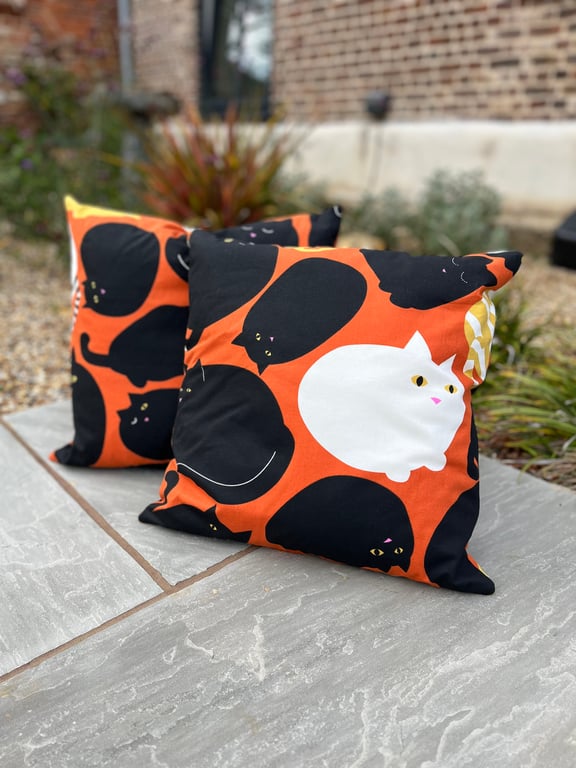 Black and Orange Cat cushion cover