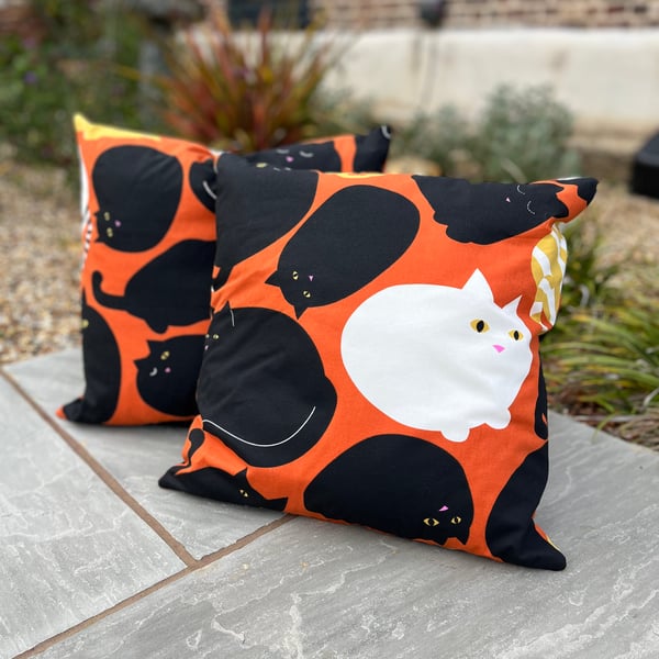 Black and Orange Cat cushion cover