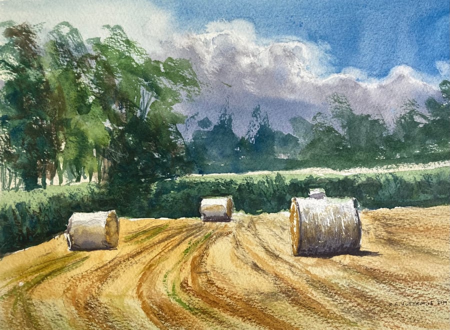 Easby hay bale study 2019 (Pure Original Watercolour)