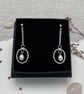 Oval Hoop Pearl Drop Earrings - Handmade, Sterling Silver - Image 6