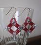 Red Tila Bead, Beadwork Earrings - Image 1