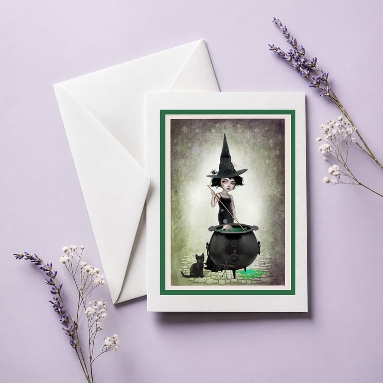 Witch Art Greeting Card - Suitable For Framing