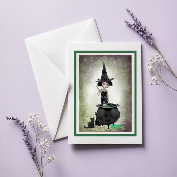Witch Art Greeting Card - Suitable For Framing