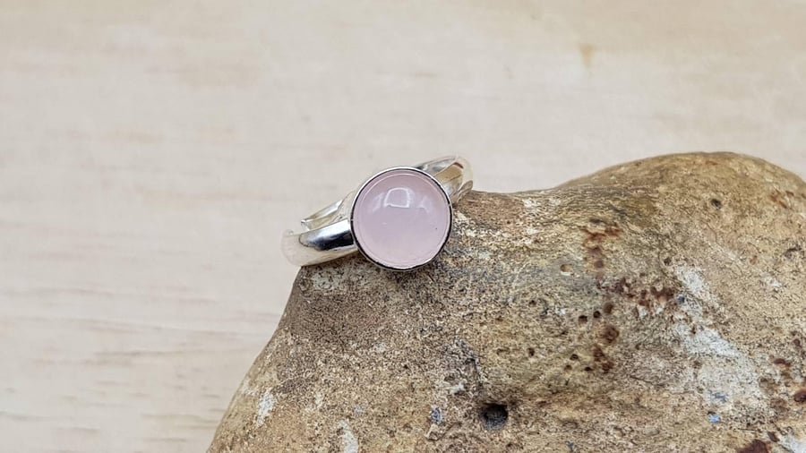 Minimalist Rose Quartz ring. January Birthstone. 5th anniversary gemstone.