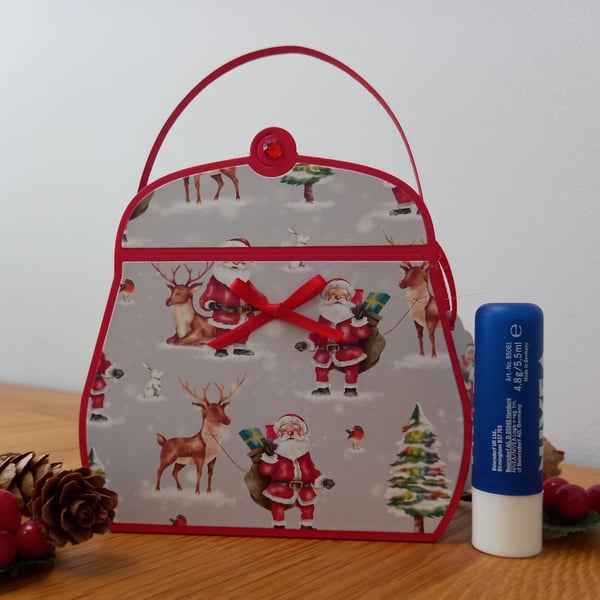 Santa design Handbag style Christmas gift bag, handmade