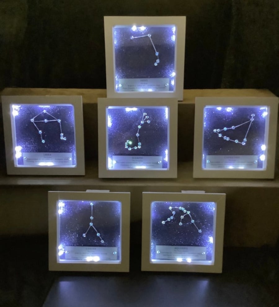 Horoscopes, star sign light up box frame. 