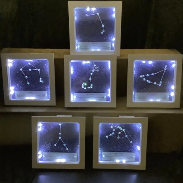 Horoscopes, star sign light up box frame. 