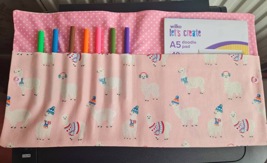 Cath Kidston Llama fabric pen and doodle pad wallet