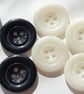 20.3mm 32L Vintage style Buttons White Horn and Solid Black (Polyester) - Image 1