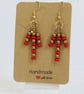 Handmade Warm Copper & Ruby Red Beaded Fringe Earrings