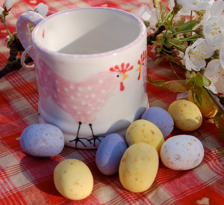 pink chicken Children's mug