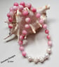 Designer Natural Rose Quartz, Quartzite, Freshwater Baroque Pearls Necklace. - Image 4
