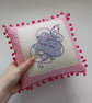 Pink snake decorative embroidered pillow