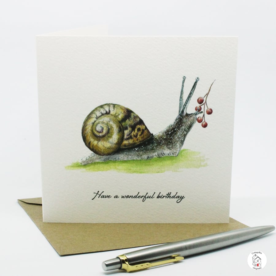Snail Birthday Card Hand Designed By CottageRts