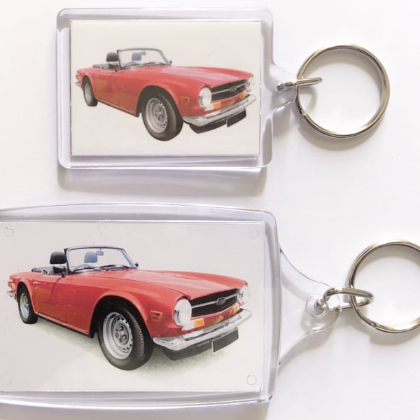 Triumph TR6 1973 - Keyring with 50x35mm or 70x45mm Insert - Car Enthusiast